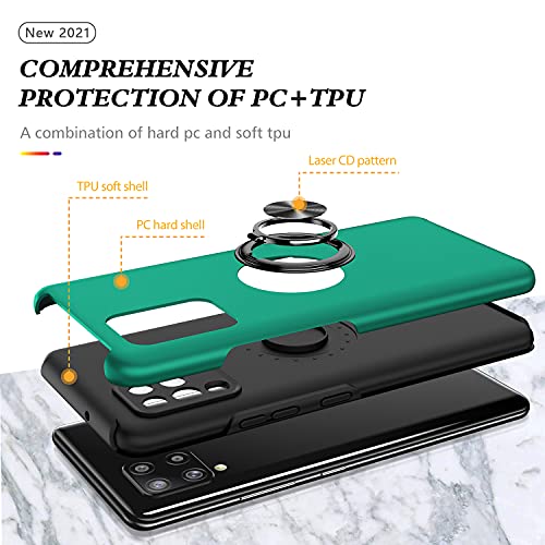 Image of Galaxy A42 5G Case for Samsung A42 Case Military Grade Shockproof Built-in Ring Holder Kickstand Car Mount Armor Heavy Duty Protective Case for Galaxy A42 Phone Case (Dark Green)