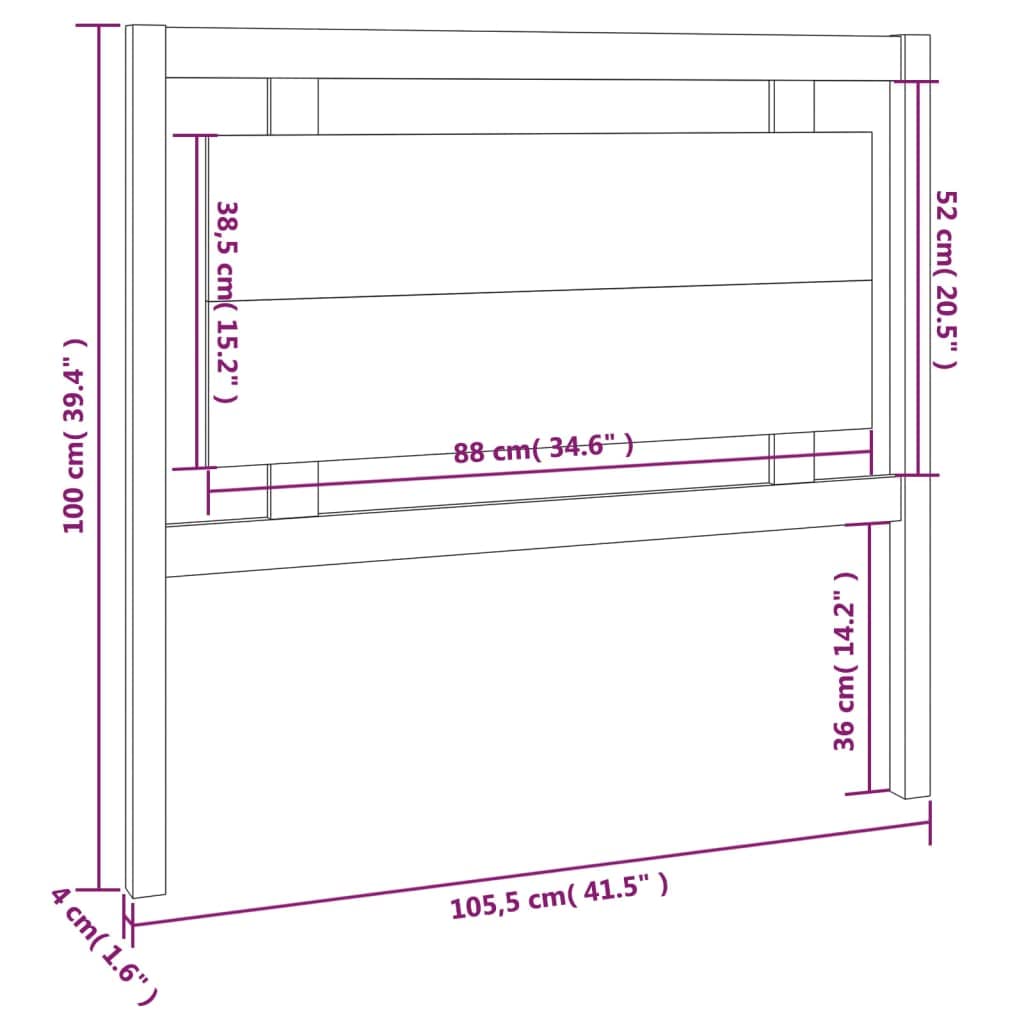 vidaXL Cabecero de Cama Madera Maciza de Pino 105,5x4x100 cm