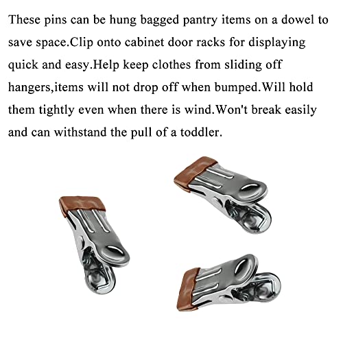 Image of Hahiyo Stainless Steel Clothespins Sock Clip Laundry 2.2inch Length with Spring Strong Grip Windproof Easy Pinch Hang Handy Save Space Not Damage Leave Pinch Mark for Clothesline Towel Gold 7PCS