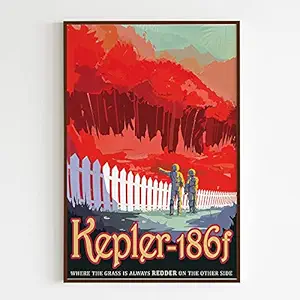 Pine & Lime Mapping Memories Kepler 186f Red & Kepler-16b: Two Suns Poster (Acrylic Sheet & Polystyrene Moulding_12x18 Inch_Dark Brown)