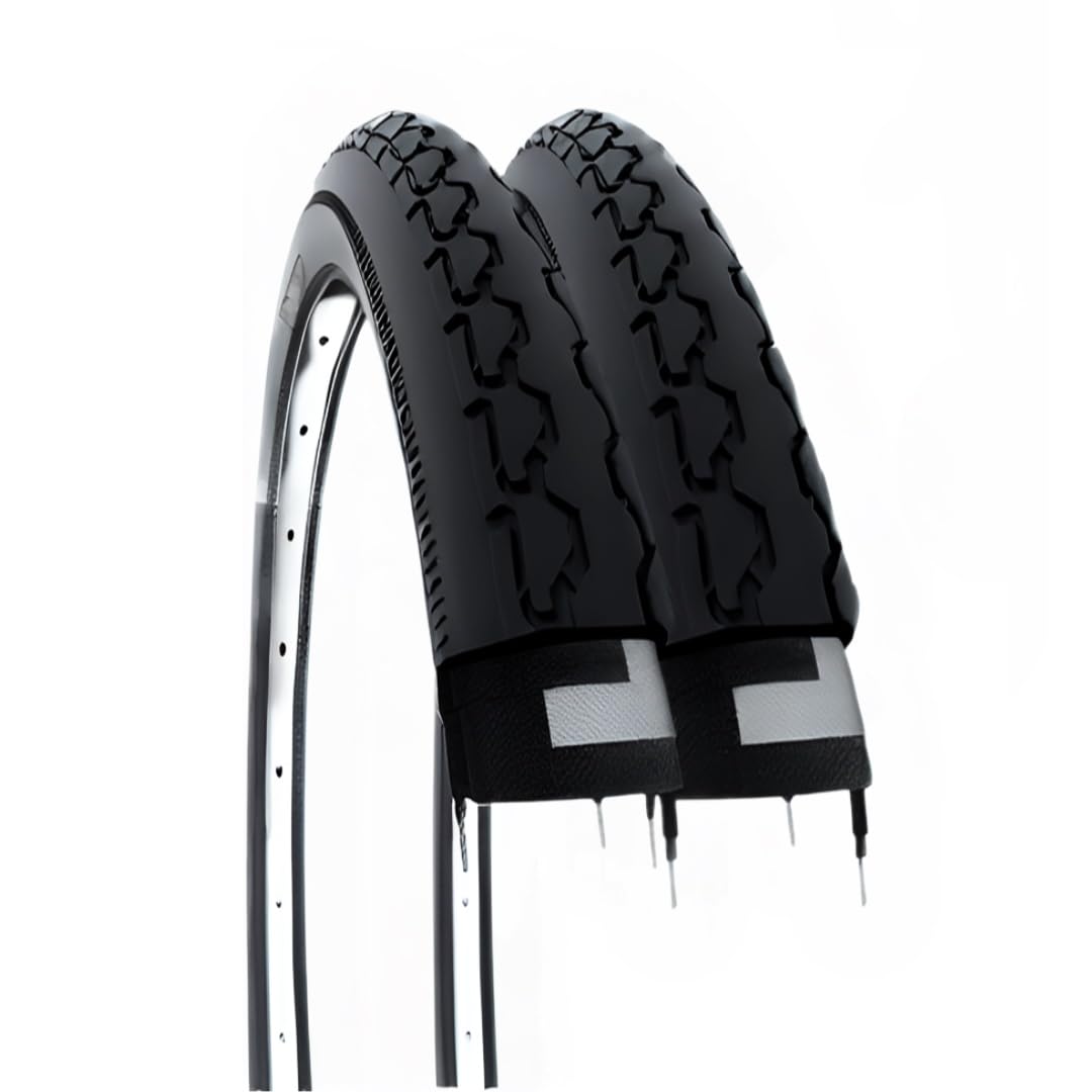 2 Covers 24 x 1 3/8 (37-540) Pair of Black Tyres for Wheelchair with Disabled Wheelchair City Bike 24 Inches