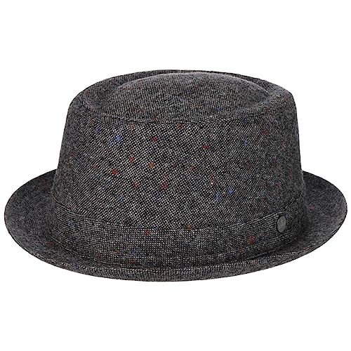 Lierys Colour Spots Pork Pie Wool Hat Men Grey 7 1/4-7 3/8