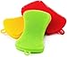 Spugna per piatti in silicone 12x 6,5 x 1,6 cm, confezione da 3 | Spugna in silicone da cucina delicata e igienica per il lavaggio e la pulizia delle stoviglie antigraffio