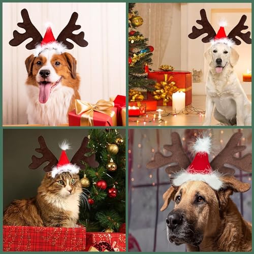 Weihnachten Haustier Stirnband Hund Katze Rentier Geweih Haarreif Für Haustier Hund Weihnachts-Kopfschmuck Für Hunde Für Weihnachts Geschenk Kostüm Outfit Für Hunde Katzen