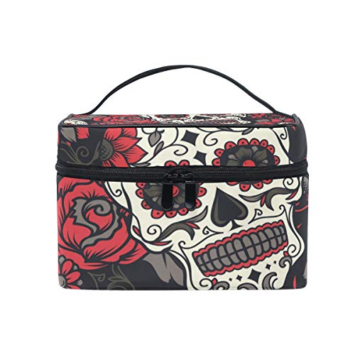Travel Cosmetic Bag Halloween Sugar Skull Toiletry Makeup Bag Pouch Tote Case Organizer Storage For Women Girls