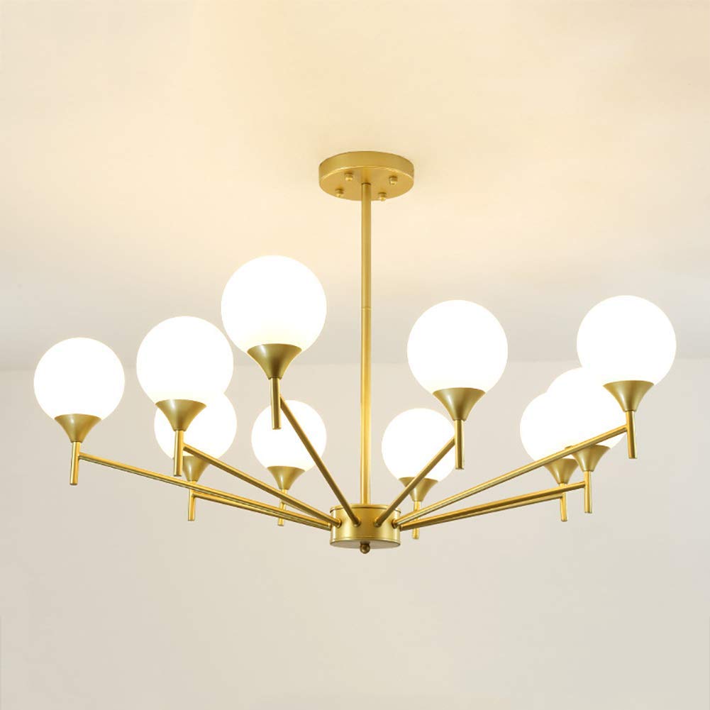 Granestner 6 Lights Sputnik Chandelier Gold Mid Century Modern Ceiling Light Fixture Adjustable Pendant Lighting Fixture for Kitchen Dining Room Living Room,Golden,10 Lights