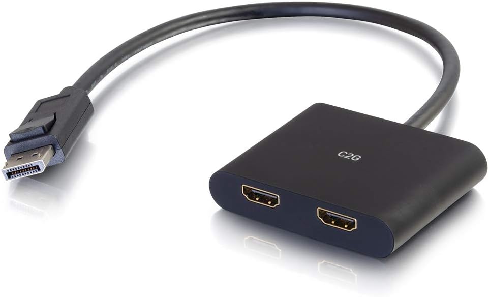 C2G Legrand DisplayPort 1.2 Dual HDMI, 2 Port Monitor Splitter, Mini Displayport Adapter, 4k Monitor Splitter Adapter, 1 Count, C2G 54293
