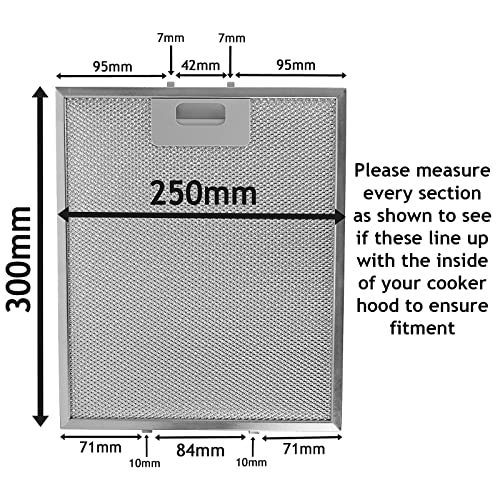 Filtros de grasa universales Spares2go de rejilla de metal 300x250mm plateado para cocina 2