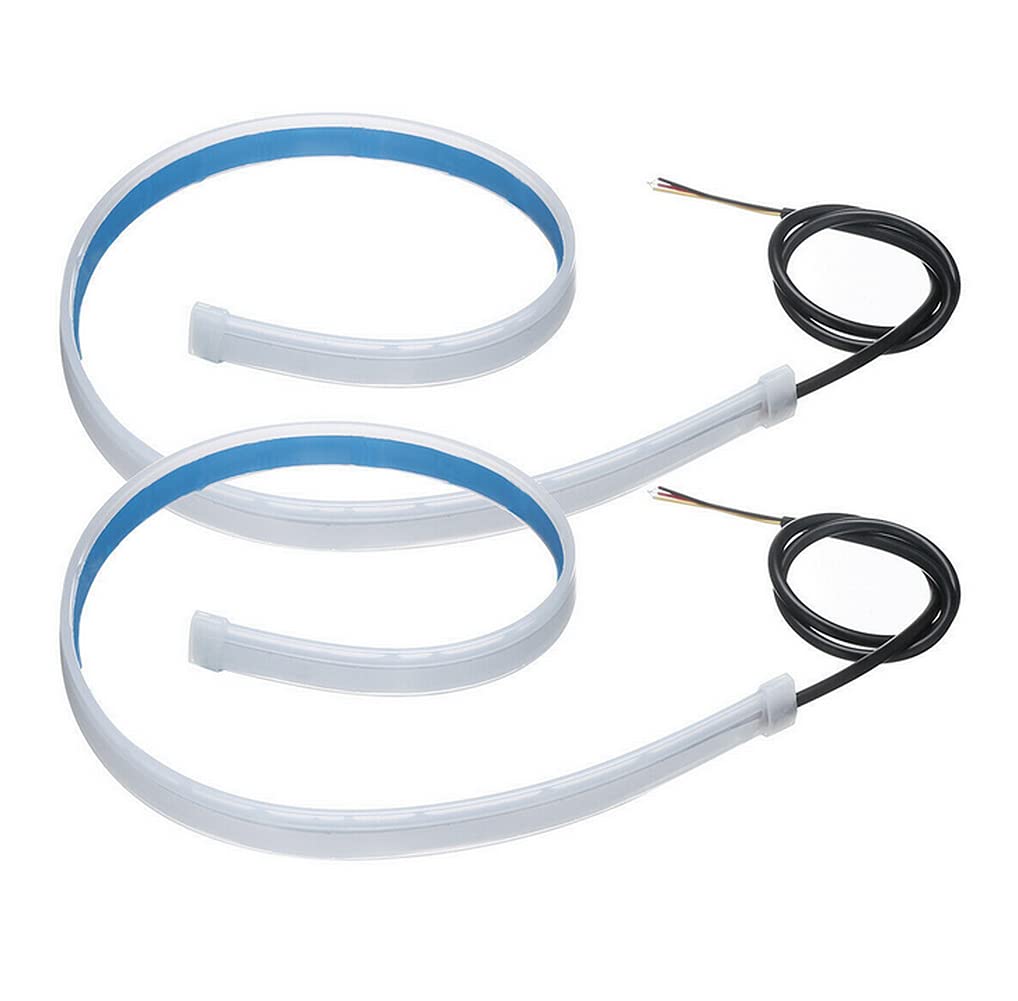ausuky 2pcs 60cm LED Car Drive Daytime Running Lamp Strip Light Flexible Soft Tube