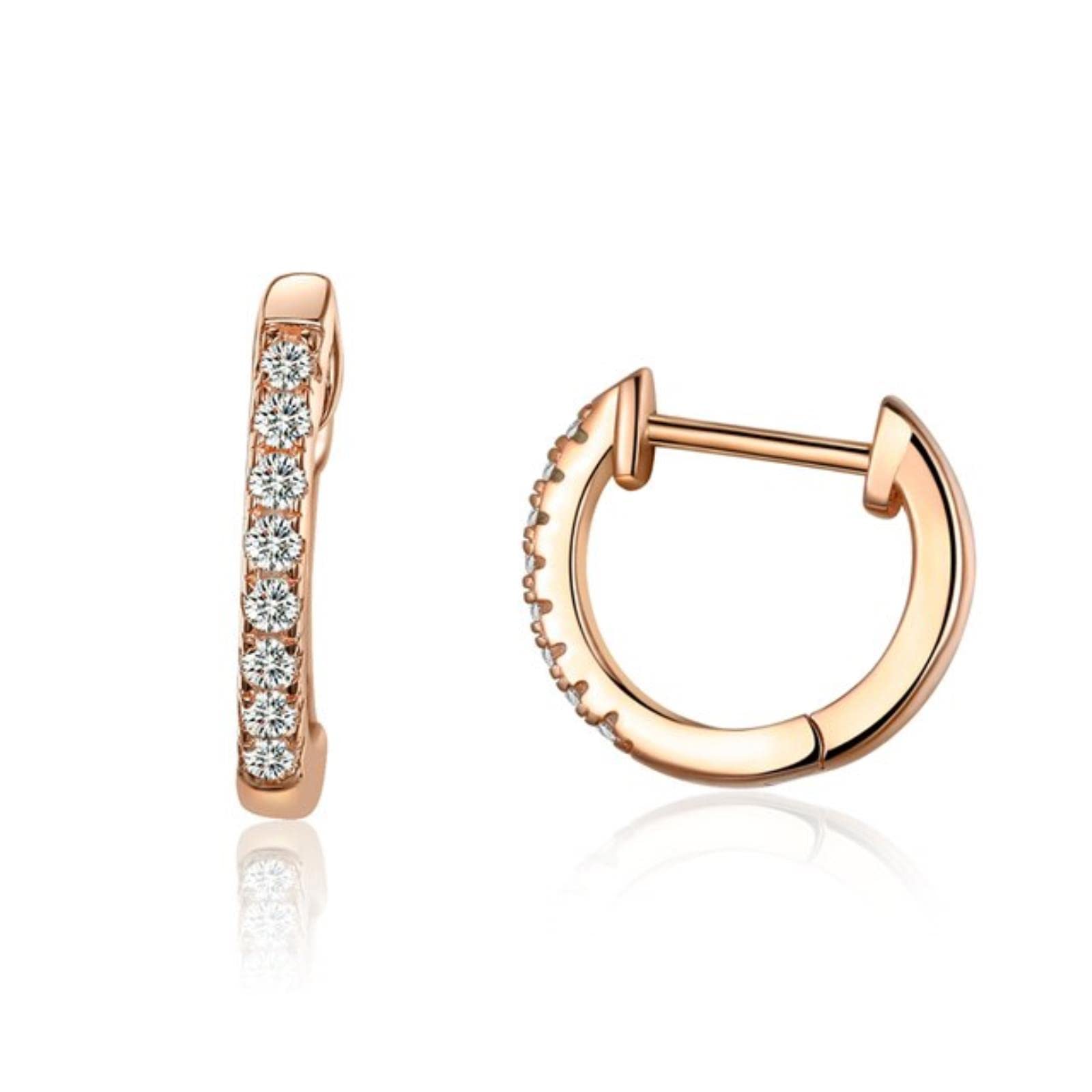JFGCTYHXY Earrings, Gold 925 Sterling Silver Cubic Zirconia Cuff s Huggie Studs(Sce498c)