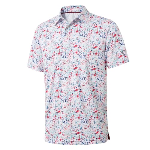 Image of Golf Shirts for Men Dry Fit Short Sleeve Print Performance Moisture Wicking Polo Shirt
