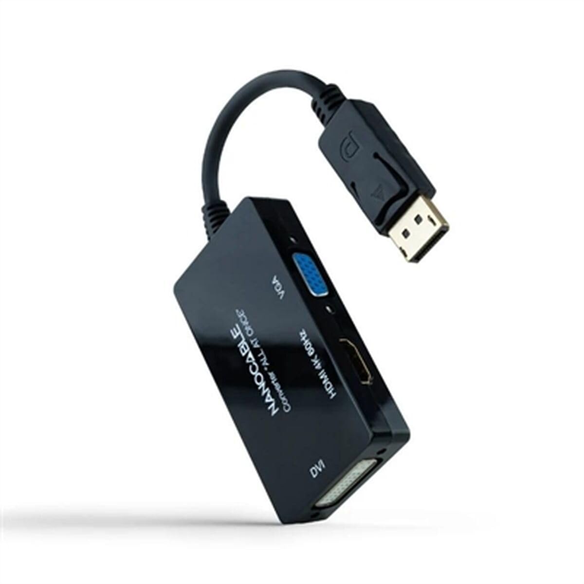 Nanocable Negro 10.16.3301-All - Conversor Displayport A Hdmi/Dvi/Vga, 20 Cm, Color