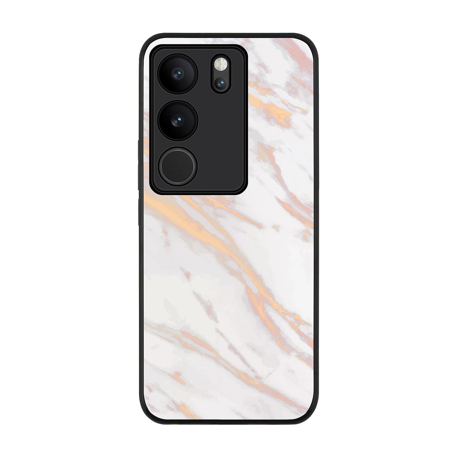 Stylizedd Rugged Black Edge case for Vivo V29 / Vivo V29 Pro/Vivo S17, Slim fit Soft Case Flexible Rubber Edges Anti Drop TPU Gel Thin Cover - Marble Print Gold Grey