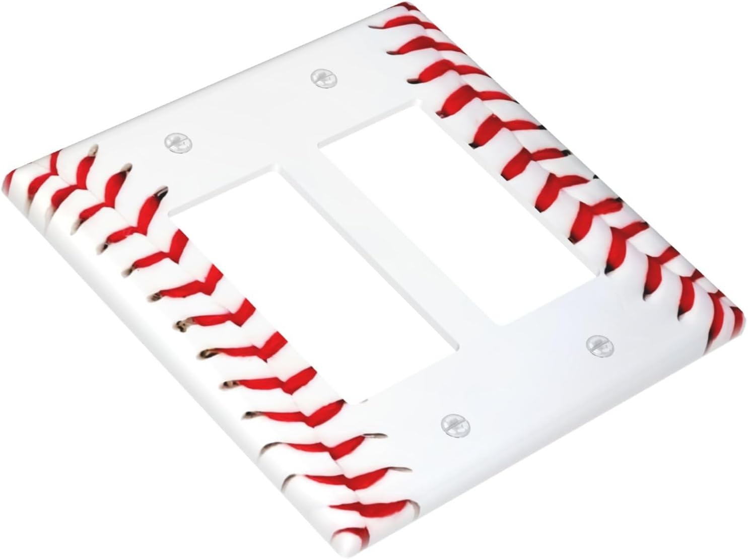 Baseball Sports Light Switch Cover Decorative | Cool Red White Wall Plate 2 Gang Double Rocker Outlet Covers Electrical Switchplate for Bathroom Bedroom Decor 4.6 * 4.5