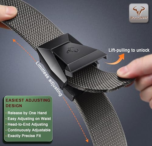 Image of BULLIANT Men Stretch Tactical Web Belt MultiPack 1.5 inch-Adjustable Fit | Smooth Sliding for Micro Fit - Tailored for Exact Size-Holeless for Golf Jeans or Casual