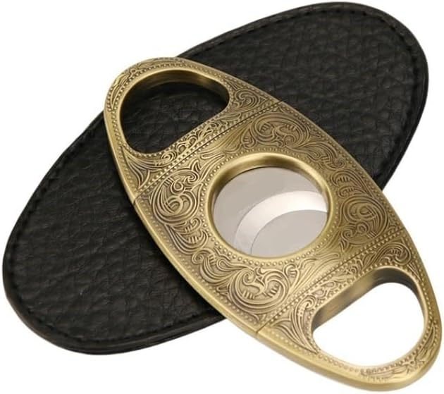 Cigar Cutter Stainless Steel Double Blade Large Ring Gauge 58 Metal Pocket Smoking Tool Case Gold