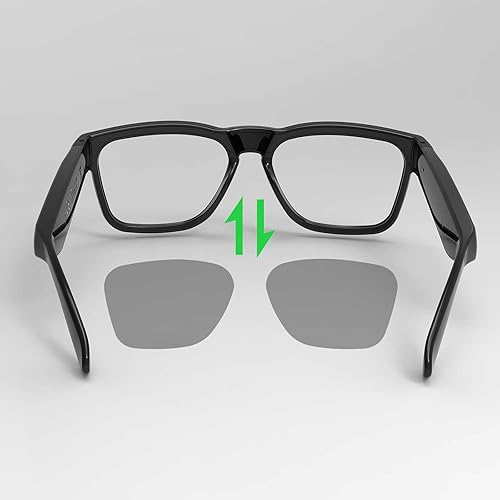 Miniatura 5 de OhO - Lentes inteligentes, lentes de sol polarizados con altavoz Bluetooth, protección UV atlética/exterior y control de voz, unisex (lente de luz