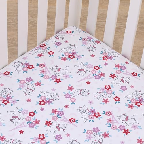 Image of Disney Aristocats Pink, White, and Teal, Marie Super Soft Nursery Fitted Mini Crib Sheet