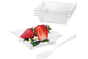 TOFLEN 100ct Mini Dessert Plates with Tasting Spoons