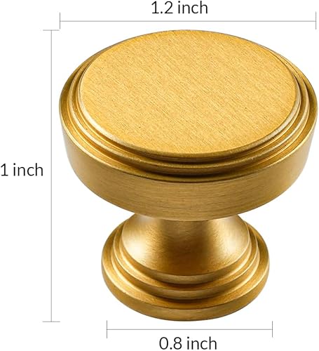 Miniatura 2 de Paquete de 10 pomos redondos para gabinete, pomos redondos de latón cepillado, perillas de hardware de armario de cocina, armarios, pomos dorados