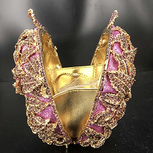 Image of Boutique De FGG Mini Round Flower Crystal Clutch Purses for Women,Formal Evening Bags,Rose Wedding Clutch Bag Party Handbags