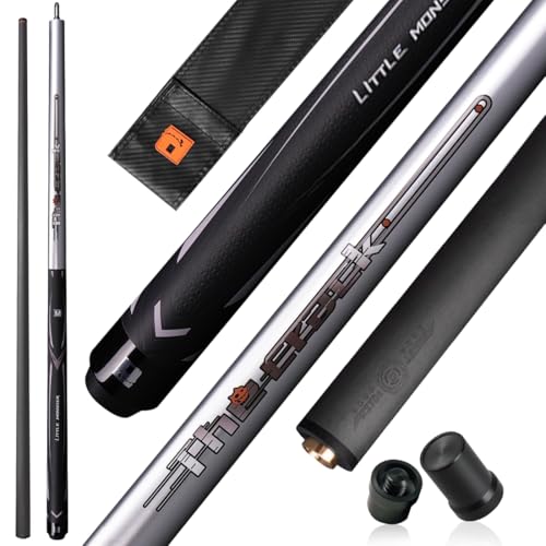 YEUEK Little Monster Upgraded Carbon Fiber Break Cue 2 Pieces Silicone Wrap Break Cue Pool Stick, Technology Low Deflection Billiard Pool Cue Stick 12.9mm Tip with PU Leather Bag