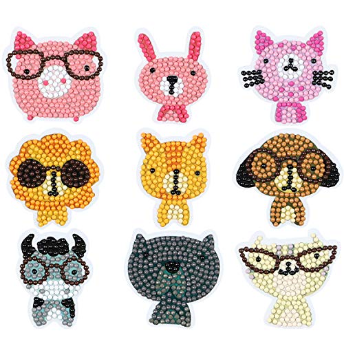 Ticiaga - Kit de pintura de diamante 5D para niños, diseño de safari de la selva con diamantes por número, pegatinas de mosaico brillante y hechas a mano, 18 pegatinas de animales Cover