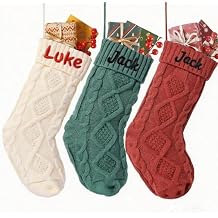 Bemaystar Personalized Christmas Stockings - Custom Name Knitted Stockings, Large 18 Embroidered Customized Stocking, Christmas Decorations for Fireplace Xmas Tree, Gifts for Xmas 2 Pack