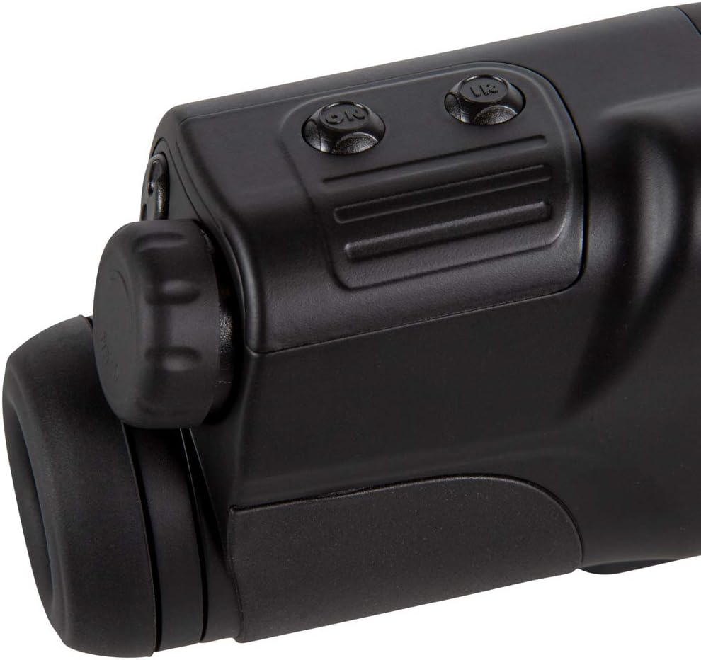 Close-up of the monocular's control buttons