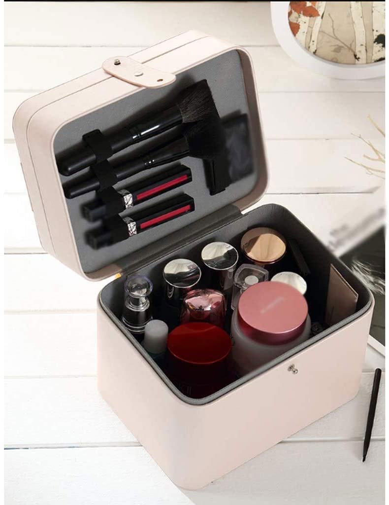 Doppelschicht Reise-Make-up-Tasche, großer kosmetischer Fallorganisator passt Flachen vertikal, obere Schicht für Bürsten, Pinzetten, Eyeliner, schwarz (Color : A)