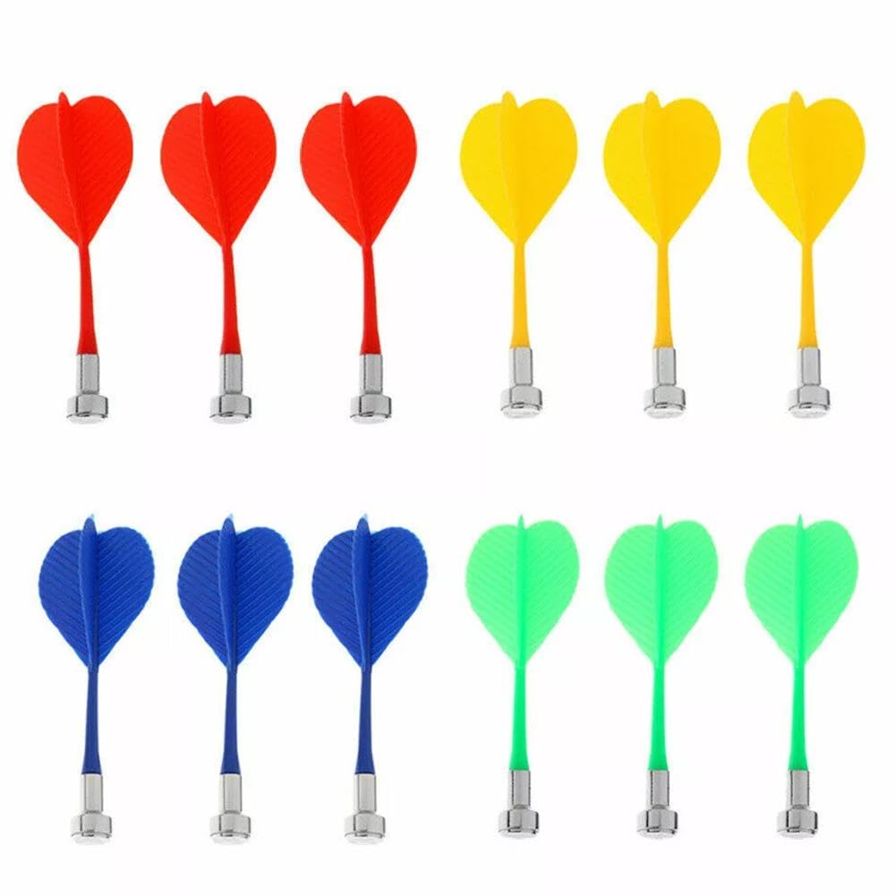 12PC Colorful Magnetic Darts, Colorful Replacement Plastic Safety Dart Game Safety Darts, for Kids Dartboard Indoor Game