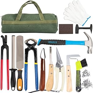 Farrier Tools Horse Hoof Trimmers – 64PCS Goat Hoof Trimmers Kit 8 Inch Hoof Rasp Nippers Pick Knife Cutter Buffer Hammer Brushes with Hoof Knife Sharpener for Pigs