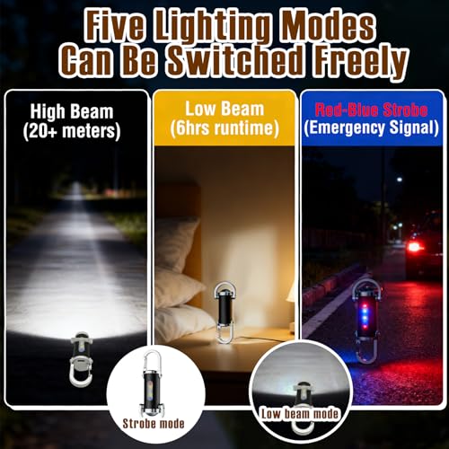 Portable Rechargeable Bright Keychain Flashlight Phone Charger,mit Power Bank für Outdoor,1200LM Superhelle Mini-Schlüsselanhänger, Superhelle Mini Led Taschenlampe, Taschenlampe Wasserdicht für Haush
