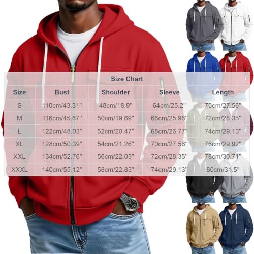 VBTAPA Mock Neck Sweatshirt Hoodies For Men Casual Workout Gym Cargo Hooded Sweatshirts Fahion Heavyweight Warm Fleece Zip Up Jacket Pockets 2026 Red S - image 4