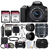 Canon EOS Rebel SL3 Digital SLR Camera (Black) + EF-S 18-55mm f/4-5.6 IS STM Lens + 58mm 2X Professional Telephoto & 58mm Wide Angle Lens + 64GB Memory Card + DC59 Case + Tripod + Slave Flash + Remote
