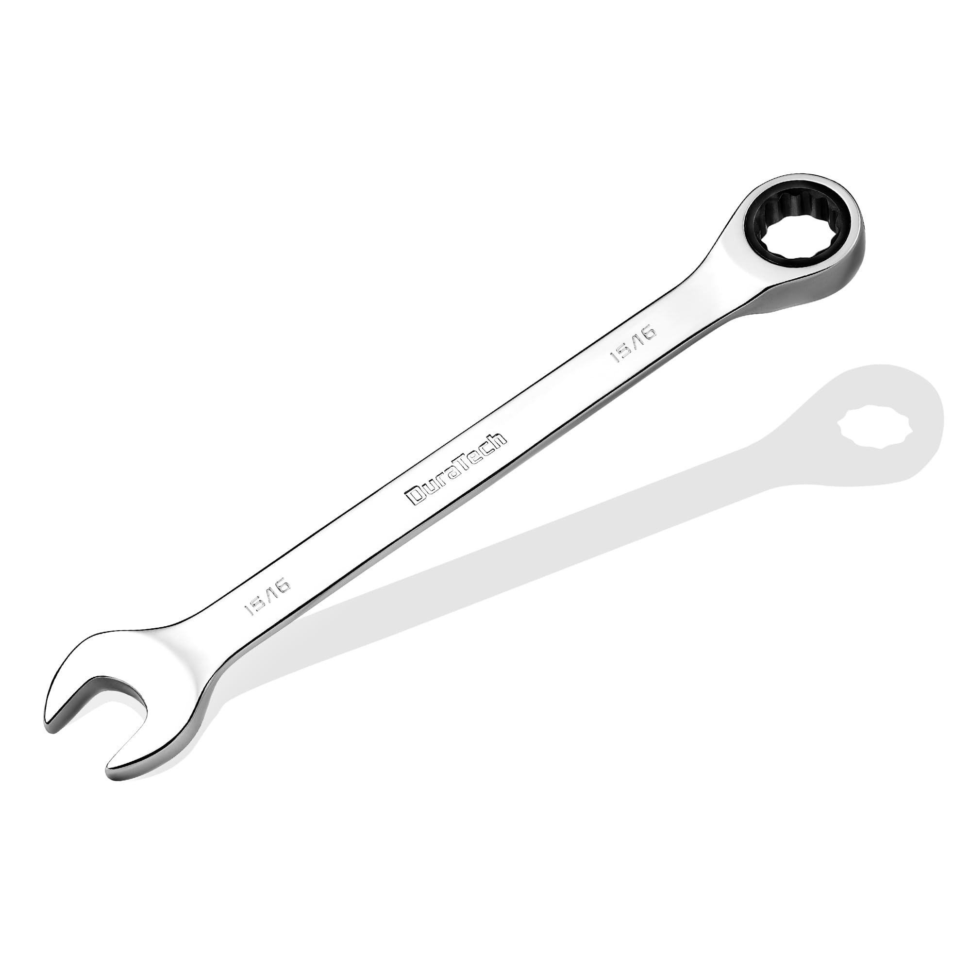 DURATECH 15/16" Ratcheting Combination Wrench, SAE, 72-Tooth, 12-Point, CR-V Constructed with Mirror Polish