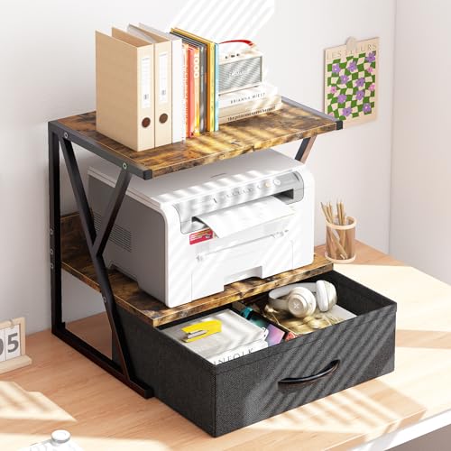 Aboxoo 001 Printer Stand For Desk With Storage Drawer, 2 Tier Desktop Or Under Desk Shelf, Multi-Purpose Desk Organizer For Home Office thumb #3