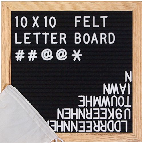 ReadyWerks Felt Letter Board 10 x 10 inch Oak Frame - Changeable Letter Board with Alphabet