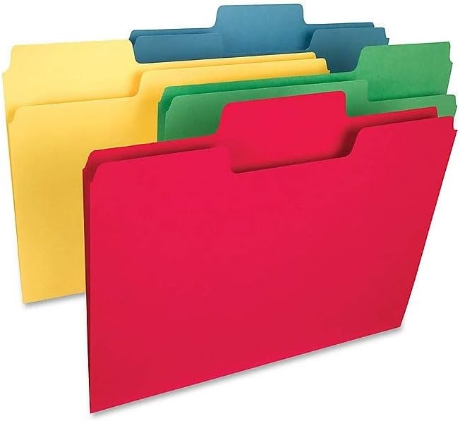 Smead SuperTab Heavyweight File Folder, Oversized 1/3-Cut Tab, Legal Size, Assorted Primary Colors, 50 Per Box (15410)
