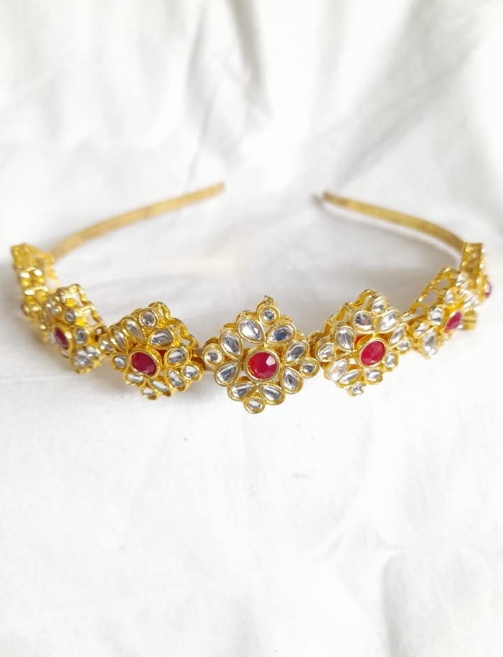A V FASHION - Kundan Hair Band for Women Girls Tiara Head Hair Piece Sheeshphool Mathapatti Ethnic Hair Accessory for Festive Season Weddings Shaadi Head Piece (Same as shown in Image) (B0C5SY3513) Amazon Price History, Amazon Price Tracker
