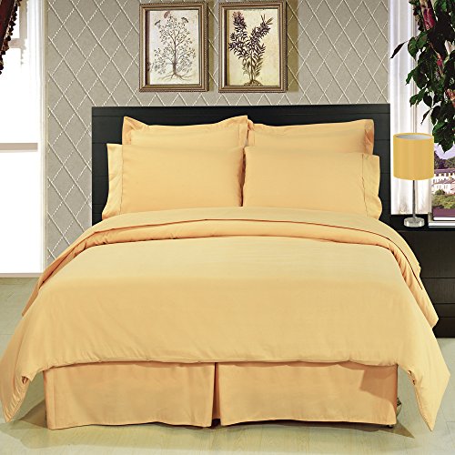 Royal Hotel Full size Solid Gold 600-Thread-Count 3pc Duvet-Cover-Sets and 1pc Siberian Goose Down Alternative Comforter 100 percent Cotton