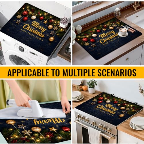 Image of NYZE Christmas Stove Top Cover for Electric Stove, Glass Stove Top Cover, Heat Resistant Glass Stovetop Protector, Kitchen Decor, Dish Drying Mats Cover for Washer Ceramic Top, 28.5x20.5 in