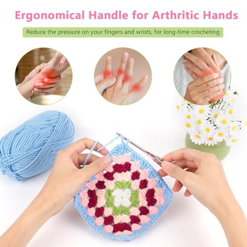 Image of Katech 8.0mm Crochet Hook for Arthritic Hands, Long Aluminum Inline Hooks