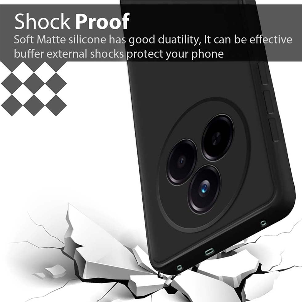 Image of Fashionury Liquid Silicon Back Cover for Realme Narzo 80 Pro 5G | Camera Protection | Inner Velvet Fabric | Anti-Fingerprint | Ultra Slim Case (Black)