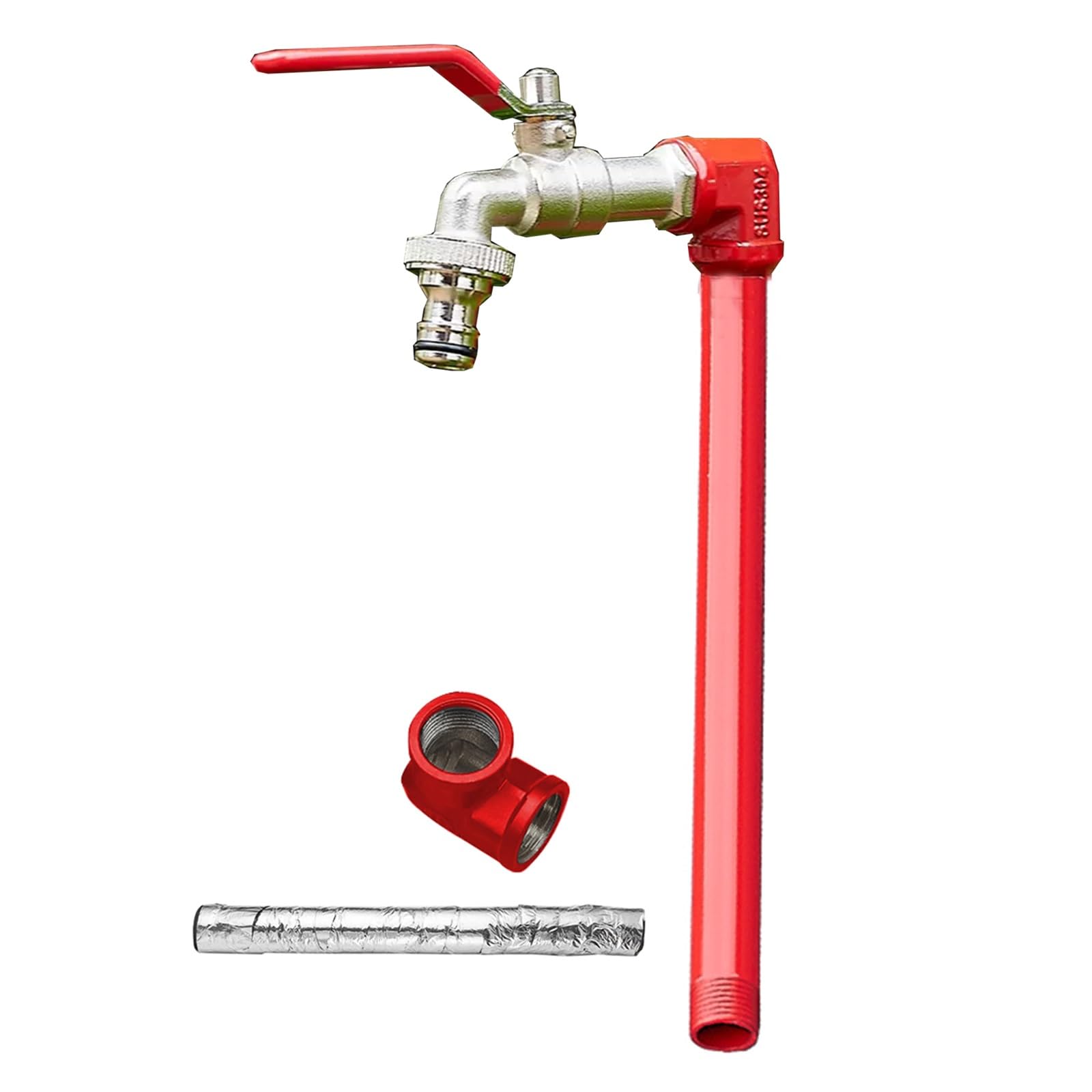 ZYCHSJXA Outdoor Freestanding Water Column - 16" Red Stainless Steel 304 Faucet for Garden Irrigation and Watering Sturdy Weather Conditions