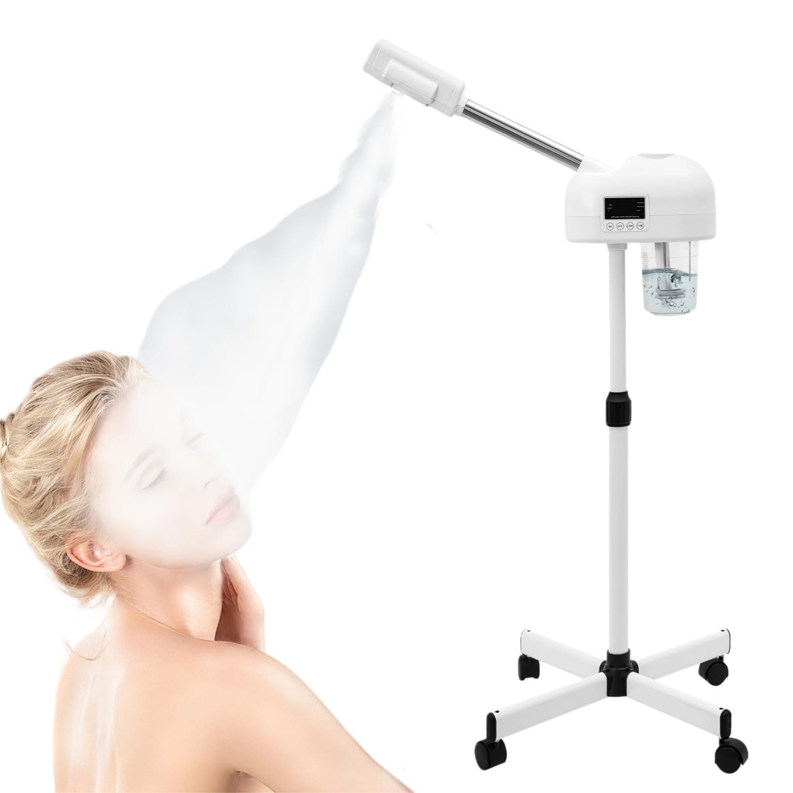 Cuiseur Vaporise Facial Professionnel, 42 °C Cuiseur Vapeur Visage Multifonctionnel Brumisateur Hydratante Eau avec 360 ° Buse Pivotante, Vapozone Esthétique pour Salon et Usage Domestique