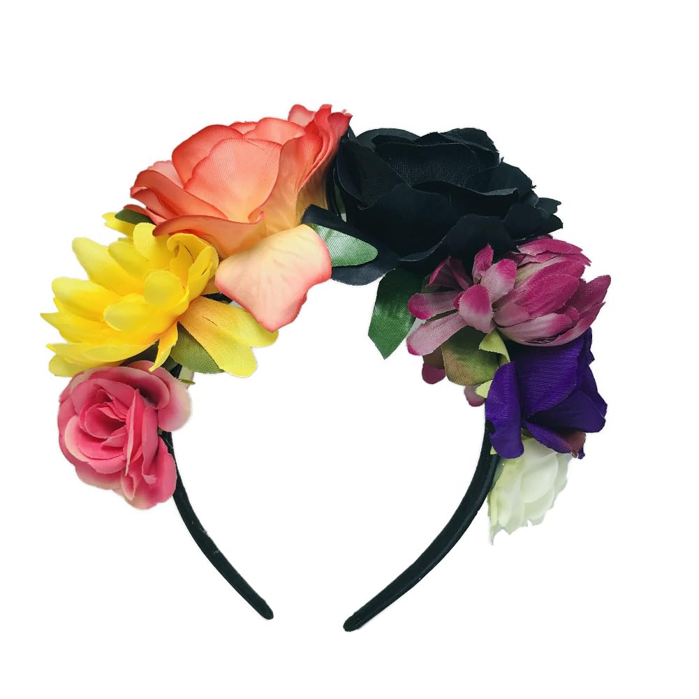 Upstore Mexican Rose Flower Crown Headband Halloween Party Flower Hairbands Costume Headpiece Headgear for Halloween Cosplay Carnival Party