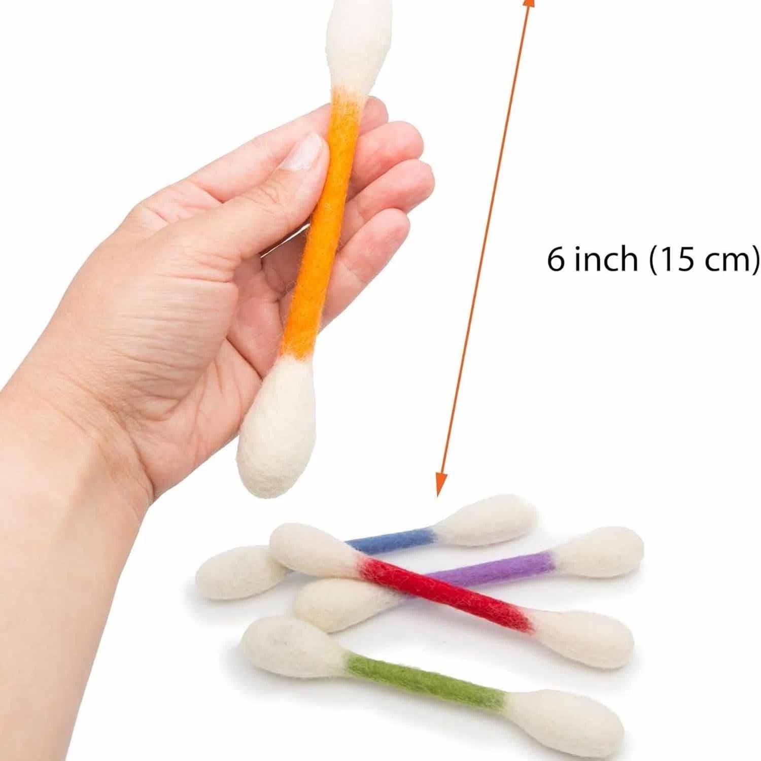 Cotton Swabs Cat Toys with Catnip,6pcs Giant Cotton Swab Cat Toys,Durable Dental Teething Stick,Felt Kitty Kicker Toy Stick,Interactive Biting Toy for Indoor Anxiety Digestive,Stress Relief(Colorful)