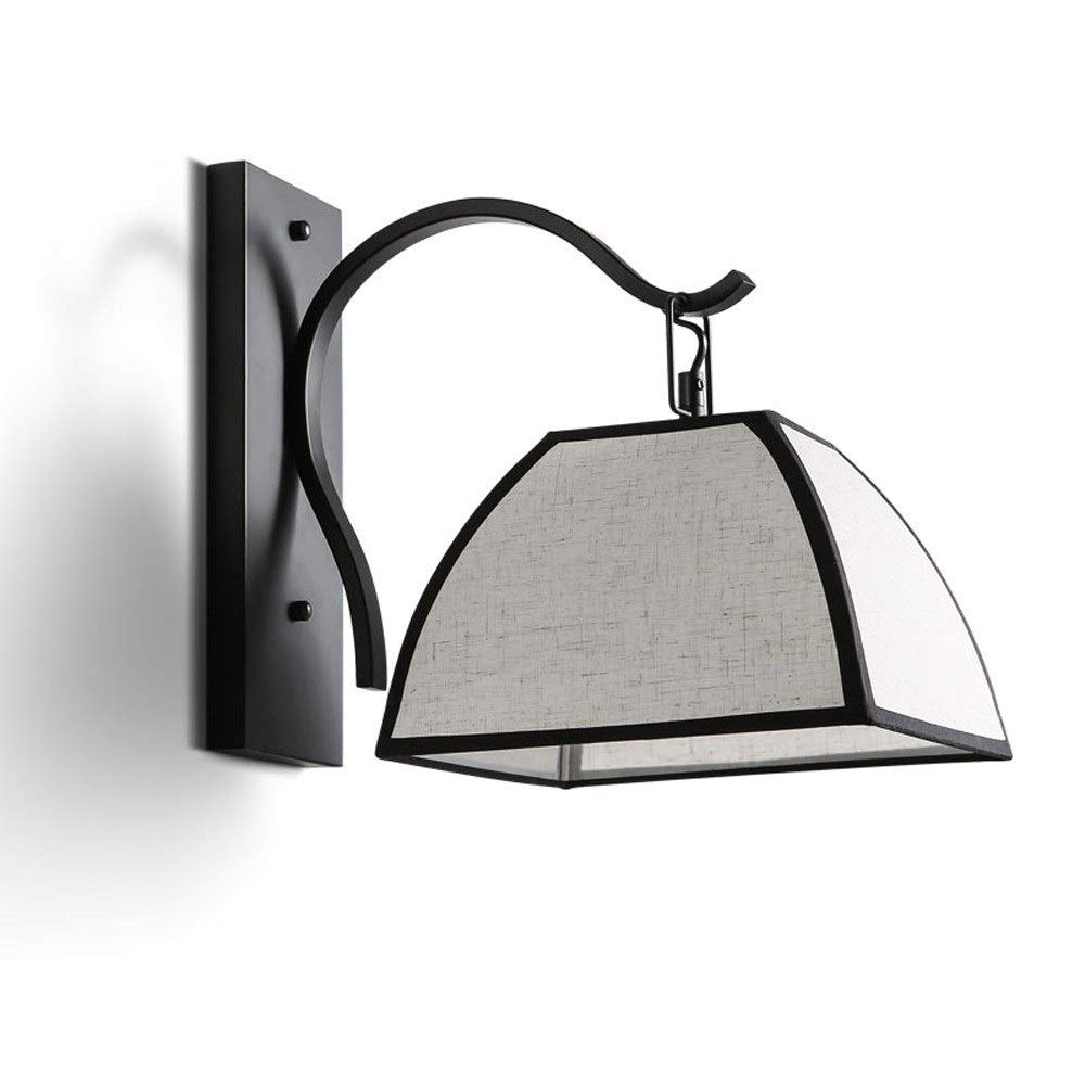 SXSCARKX Modern Style Wall Lamp LED Lights Creative Light American Country Background Sconce Fabric Lantern Wrought Iron Bedroom Bedside Balcony Aisle Staircase Corridor Needed