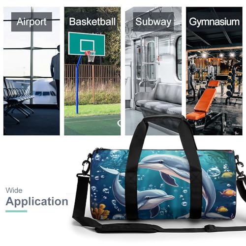 Ocean Dolphins Tropical Fish Coral Gym Duffel Bag with Shoe Compartments Travel Weekend Overnight Dufflebag3